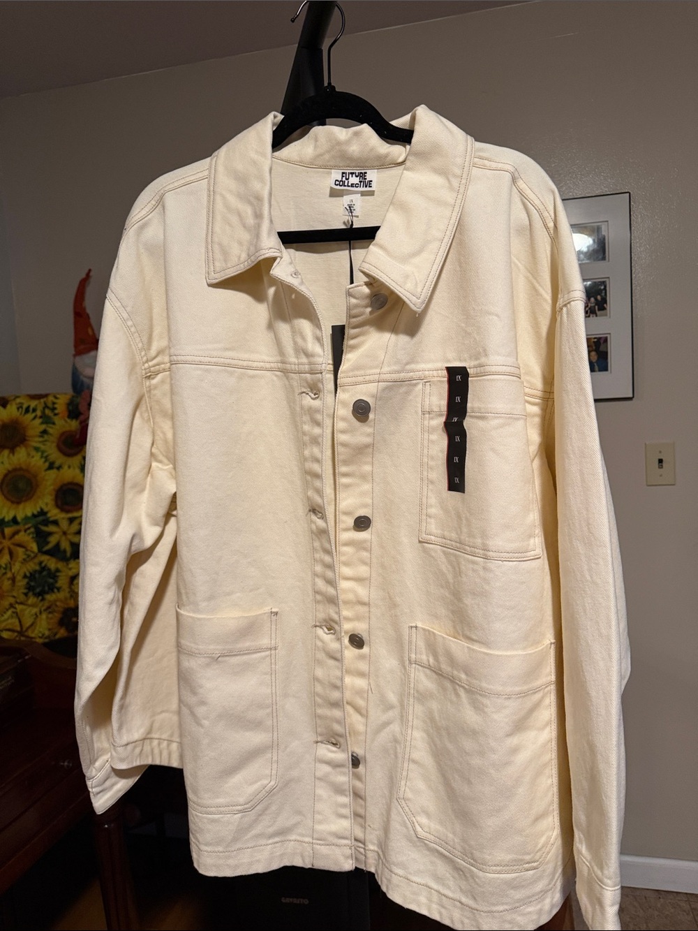 Future Collective Cream Utility Jacket - Neutral Button-Front - Picture 5 of 6